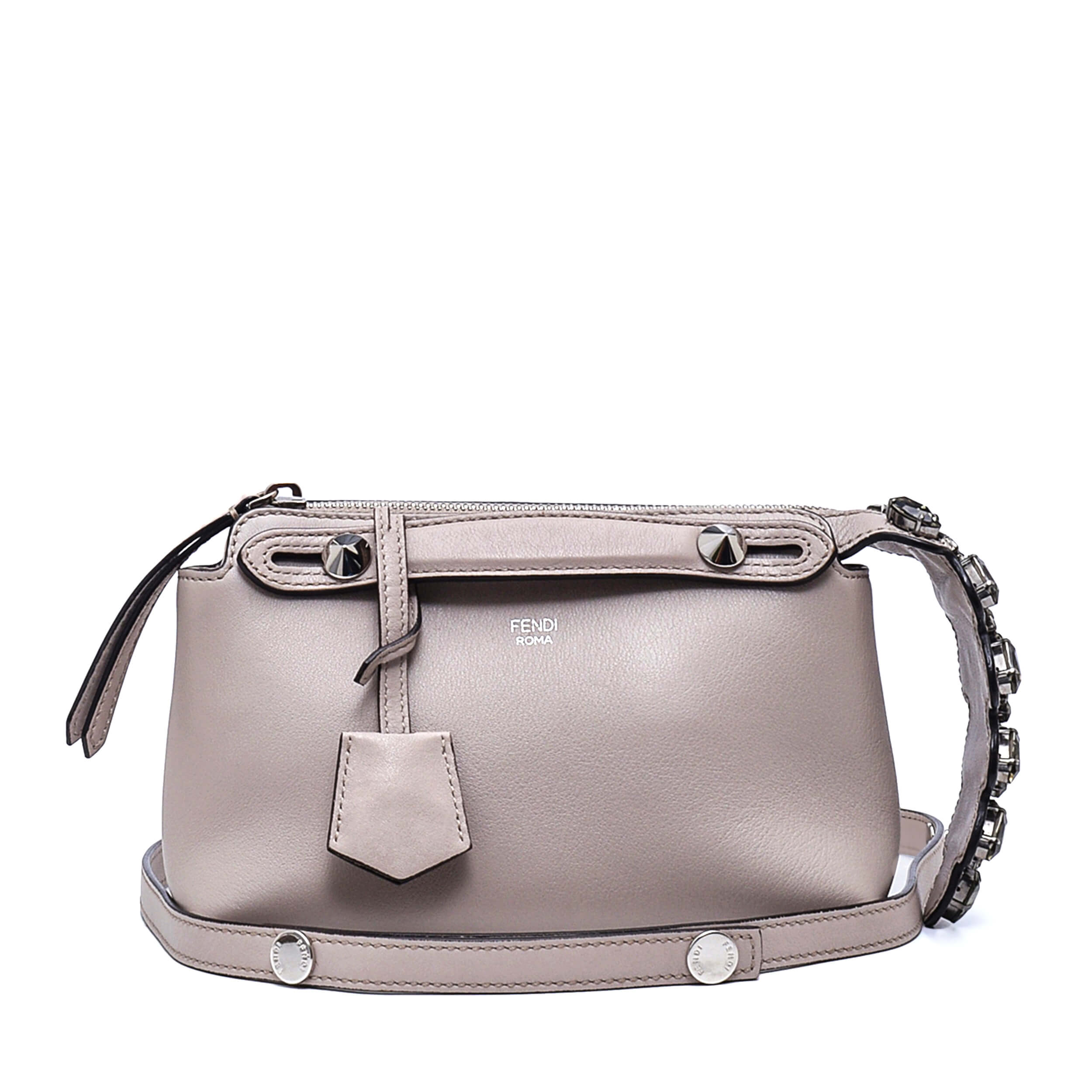 Fendi -Grey Leather Mini By The Way Flower Tail Mini Bag